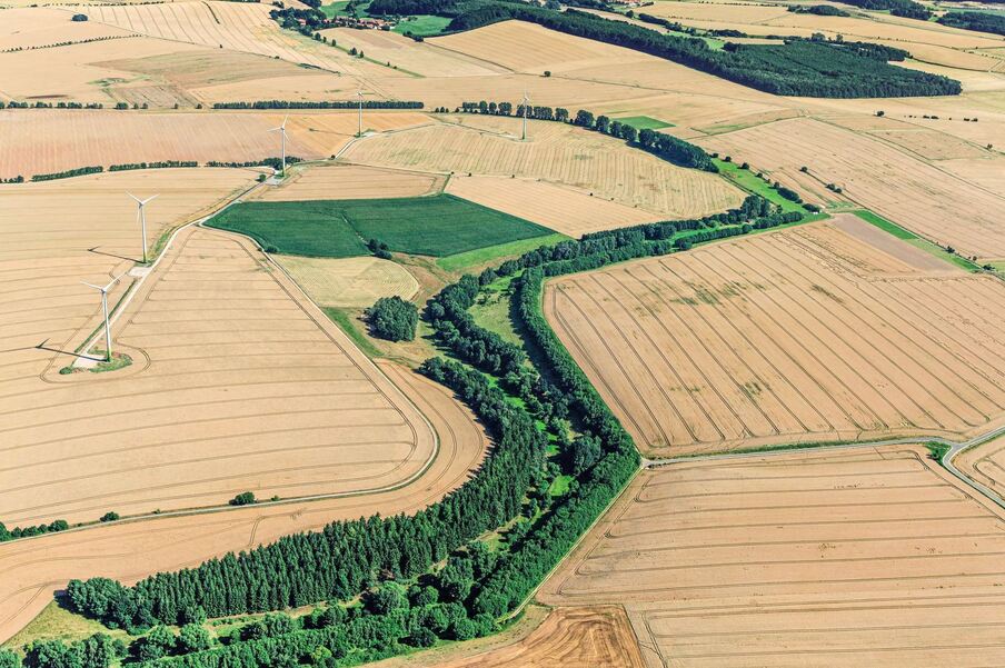 Luftaufnahme des Grünen Bands Thüringen-Niedersachsen bei Freiendorf