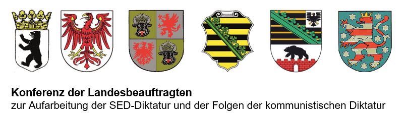 Wappen der verschiedenen Landesbeauftragten mit Schriftzug